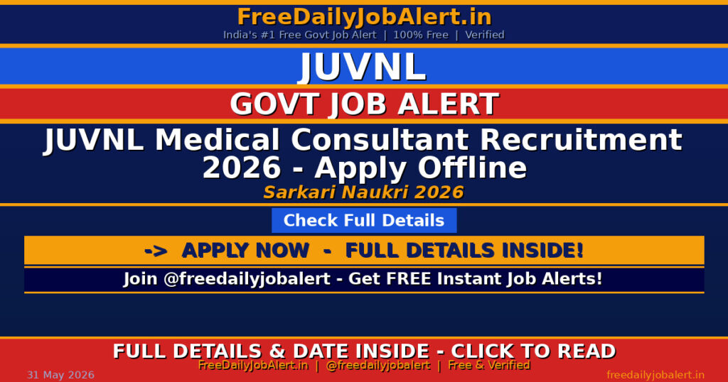 JUVNL Medical Consultant Recruitment 2026 – Apply Offline