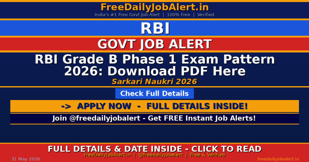 RBI Grade B Phase 1 Exam Pattern 2026: Download PDF Here