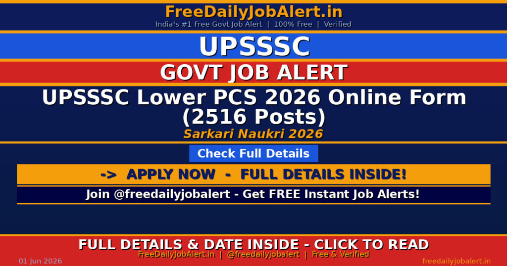 UPSSSC Lower PCS 2026 Online Form (2516 Posts)