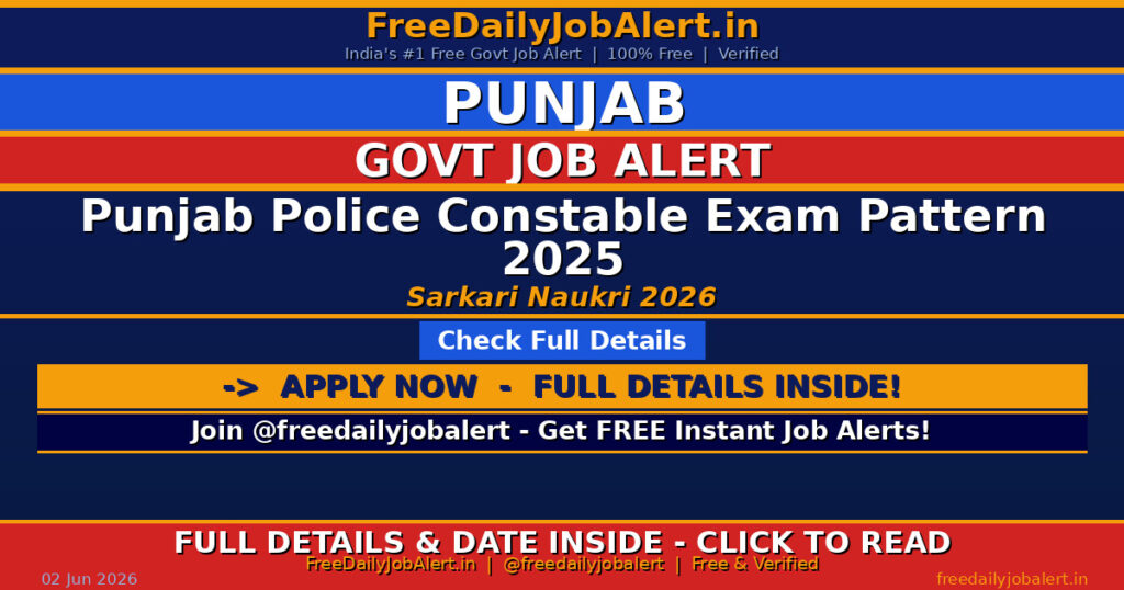 Punjab Police Constable Exam Pattern 2025