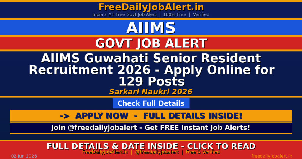 AIIMS Guwahati Senior Resident Recruitment 2026 – Apply Online for 129 Posts