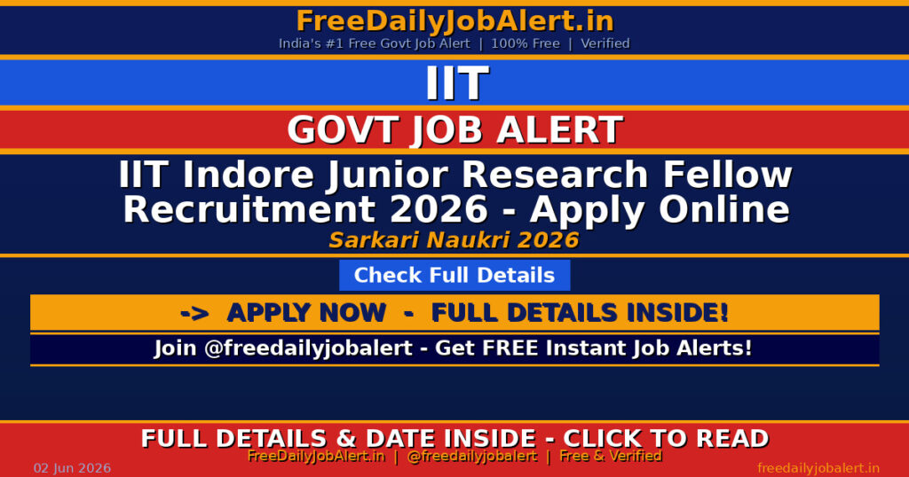 IIT Indore Junior Research Fellow Recruitment 2026 – Apply Online