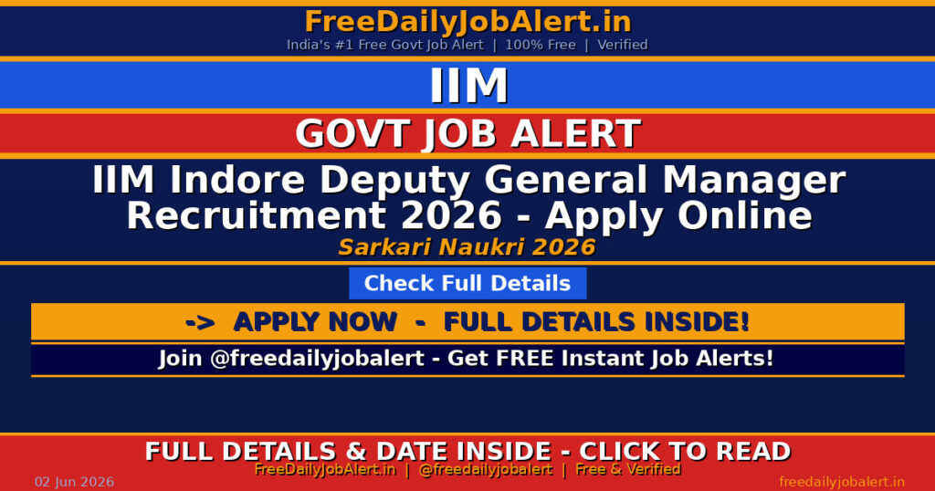 IIM Indore Deputy General Manager Recruitment 2026 – Apply Online