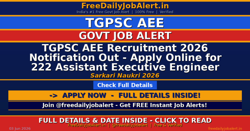 TGPSC AEE Recruitment 2026 Notification Out – Apply Online for 222 Assistant Executive Engineer Posts