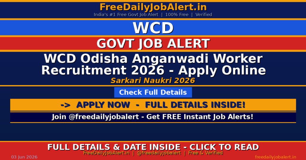 WCD Odisha Anganwadi Worker Recruitment 2026 – Apply Online