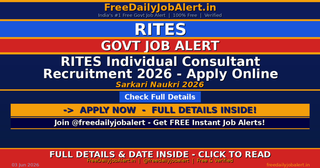 RITES Individual Consultant Recruitment 2026 – Apply Online