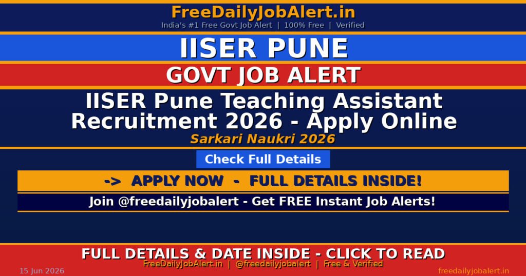 IISER Pune Teaching Assistant Recruitment 2026 – Apply Online