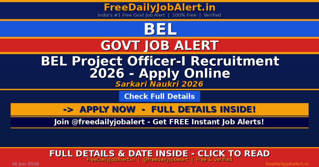 BEL Project Officer-I Recruitment 2026 – Apply Online