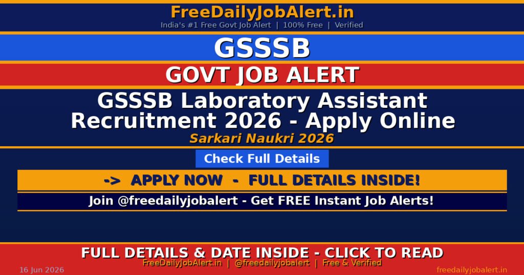 GSSSB Laboratory Assistant Recruitment 2026 – Apply Online