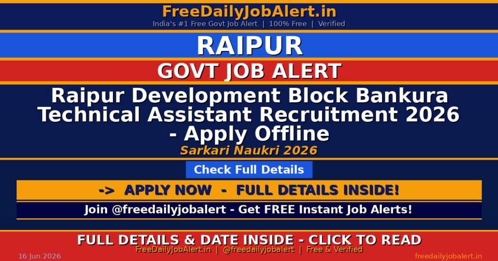 Raipur Development Block Bankura Technical Assistant Recruitment 2026 – Apply Offline