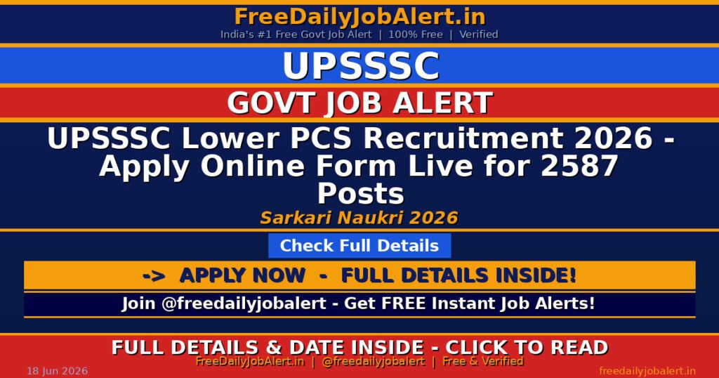 UPSSSC Lower PCS Recruitment 2026 – Apply Online Form Live for 2587 Posts