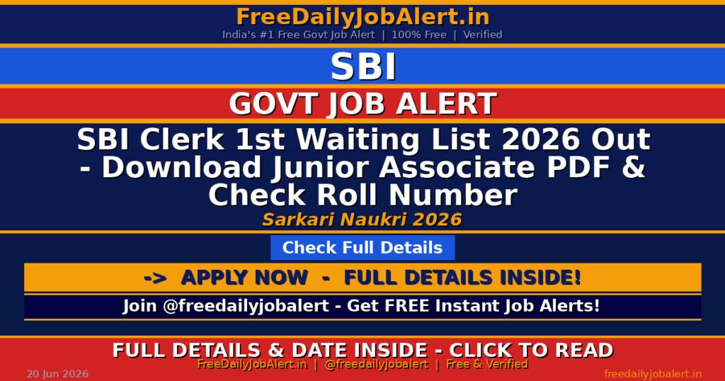 SBI Clerk 1st Waiting List 2026 Out – Download Junior Associate PDF & Check Roll Number