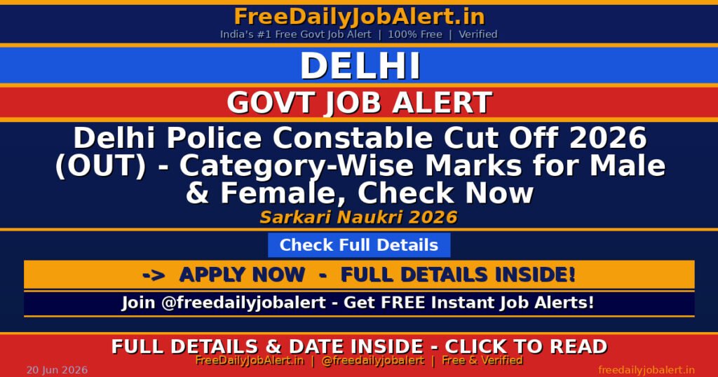 Delhi Police Constable Cut Off 2026 (OUT) – Category-Wise Marks for Male & Female, Check Now