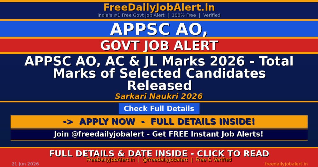 APPSC AO, AC & JL Marks 2026 – Total Marks of Selected Candidates Released