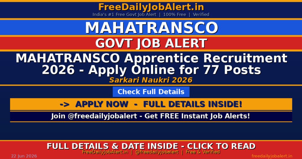 MAHATRANSCO Apprentice Recruitment 2026 – Apply Online for 77 Posts