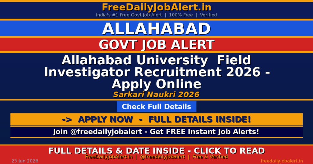 Allahabad University  Field Investigator Recruitment 2026 – Apply Online