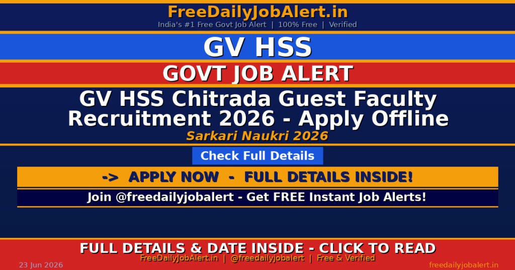 GV HSS Chitrada Guest Faculty Recruitment 2026 – Apply Offline
