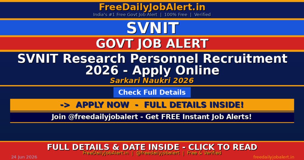 SVNIT Research Personnel Recruitment 2026 – Apply Online