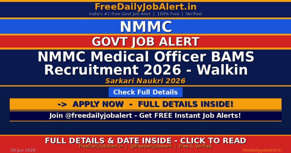 NMMC Medical Officer BAMS Recruitment 2026 – Walkin