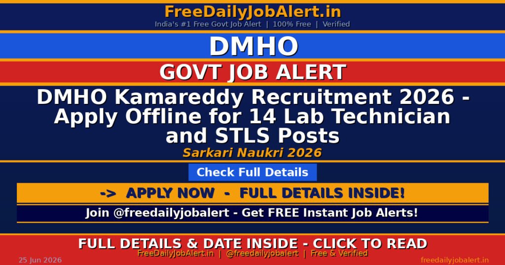 DMHO Kamareddy Recruitment 2026 – Apply Offline for 14 Lab Technician and STLS Posts