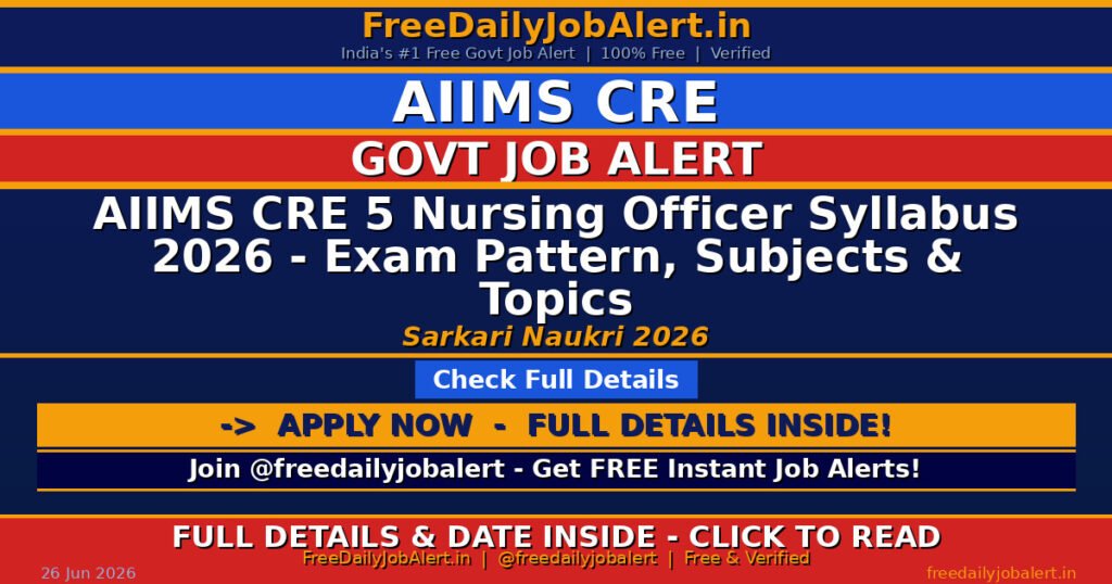 AIIMS CRE 5 Nursing Officer Syllabus 2026 – Exam Pattern, Subjects & Topics