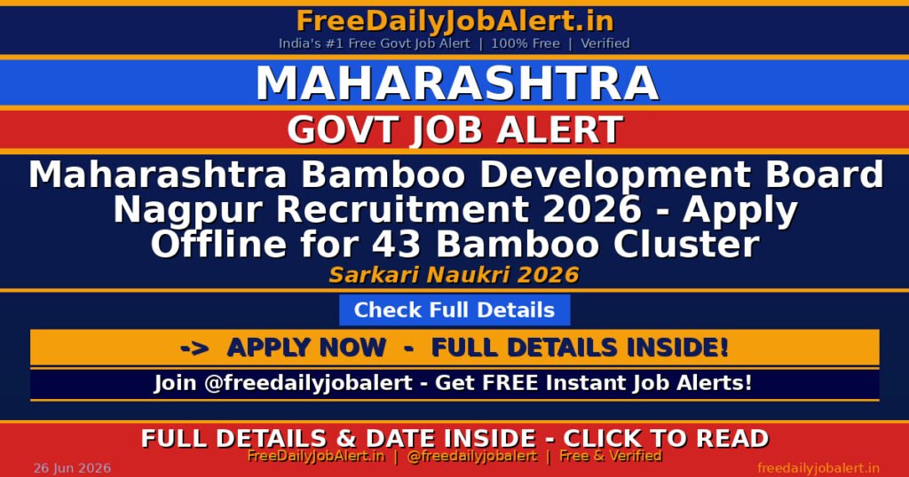 Maharashtra Bamboo Development Board Nagpur Recruitment 2026 – Apply Offline for 43 Bamboo Cluster Coordinator and Circle Coordinator Posts