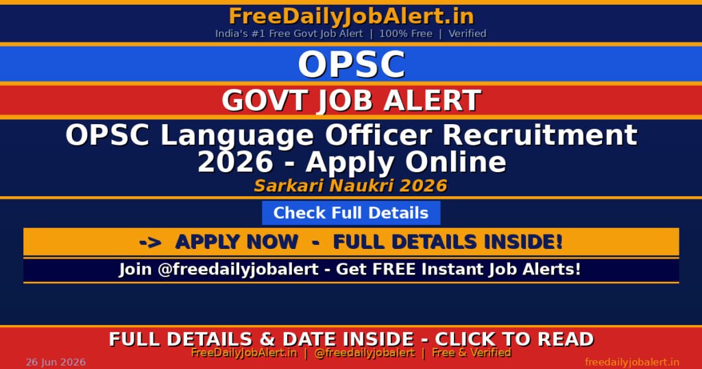OPSC Language Officer Recruitment 2026 – Apply Online