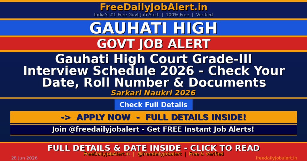 Gauhati High Court Grade-III Interview Schedule 2026 – Check Your Date, Roll Number & Documents Required