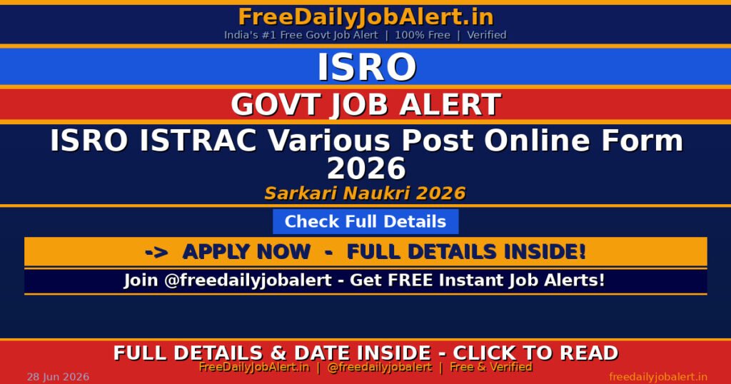 ISRO ISTRAC Various Post Online Form 2026