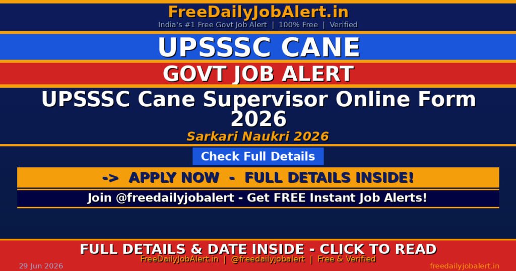 UPSSSC Cane Supervisor Online Form 2026