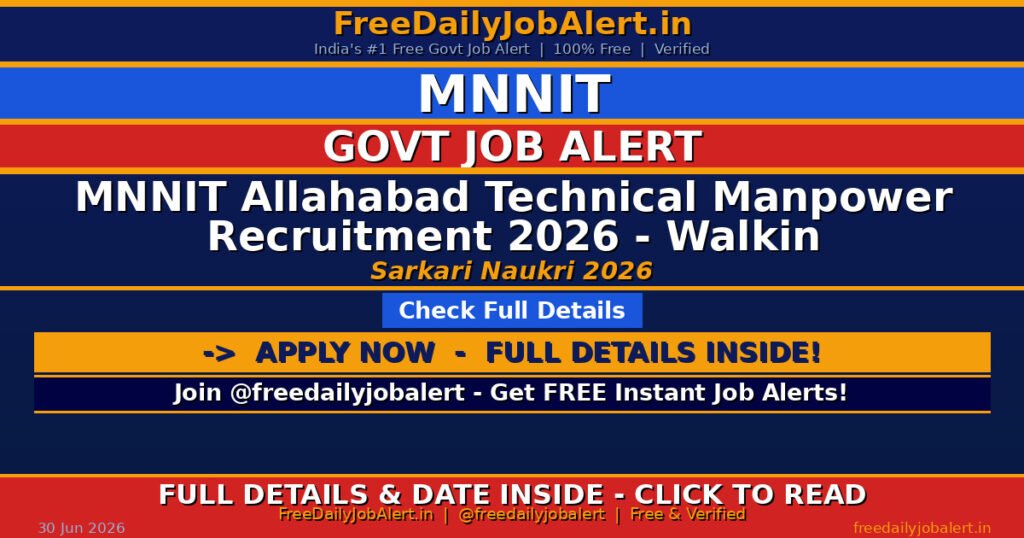 MNNIT Allahabad Technical Manpower Recruitment 2026 – Walkin