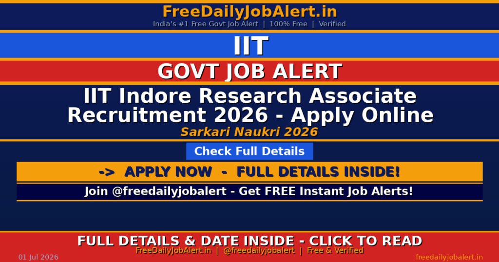 IIT Indore Research Associate Recruitment 2026 – Apply Online