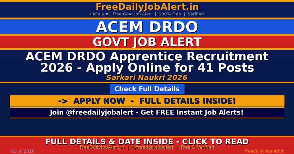 ACEM DRDO Apprentice Recruitment 2026 – Apply Online for 41 Posts