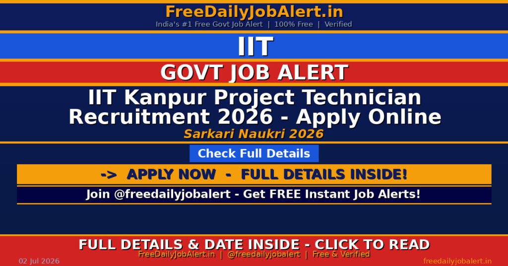 IIT Kanpur Project Technician Recruitment 2026 – Apply Online