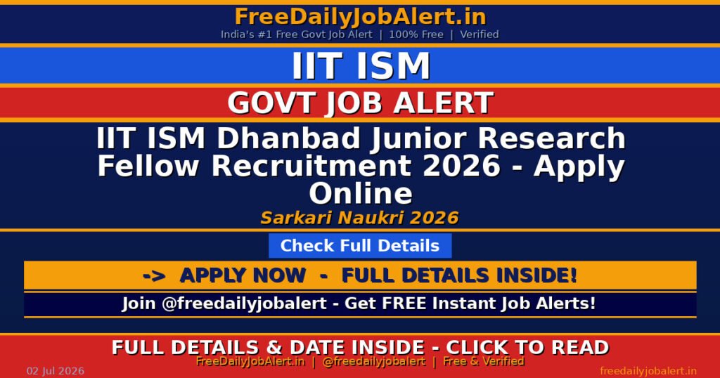 IIT ISM Dhanbad Junior Research Fellow Recruitment 2026 – Apply Online