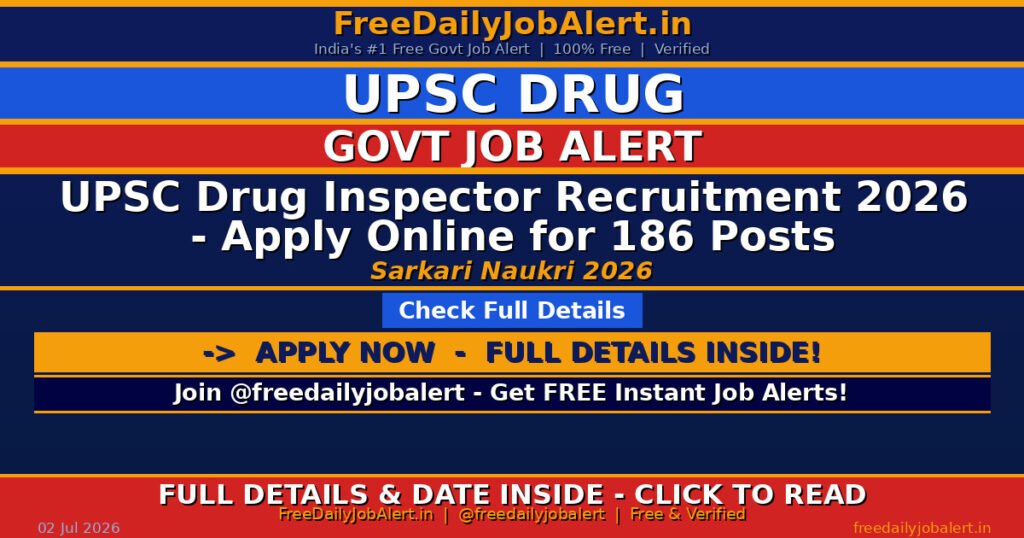 UPSC Drug Inspector Recruitment 2026 – Apply Online for 186 Posts