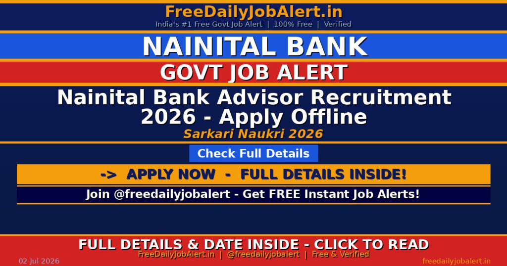 Nainital Bank Advisor Recruitment 2026 – Apply Offline