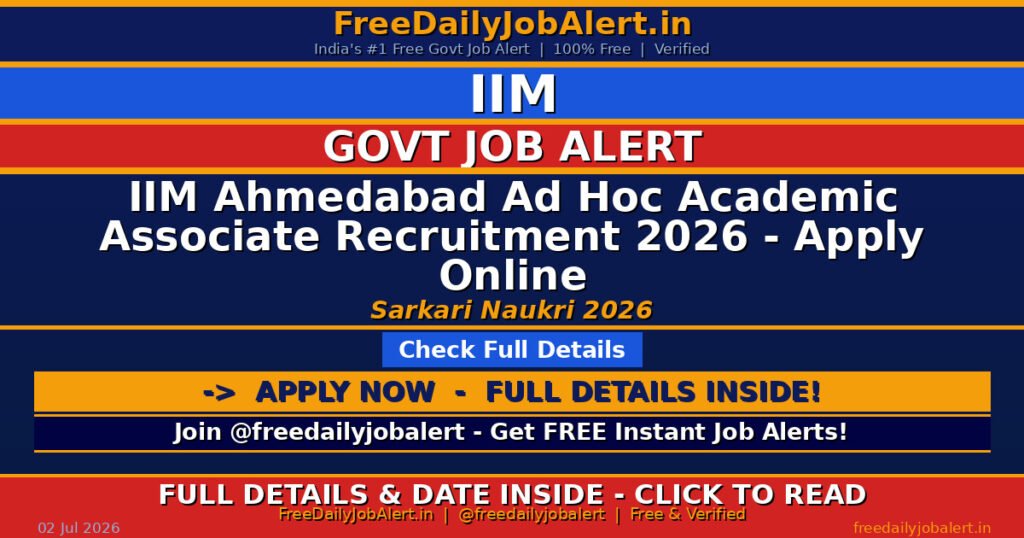 IIM Ahmedabad Ad Hoc Academic Associate Recruitment 2026 – Apply Online