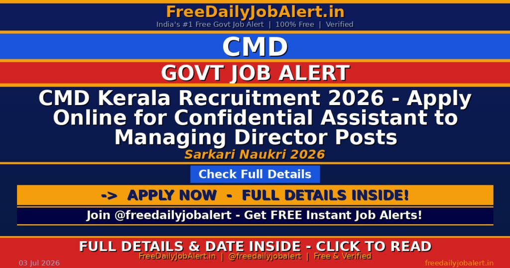 CMD Kerala Recruitment 2026 – Apply Online for Confidential Assistant to Managing Director Posts