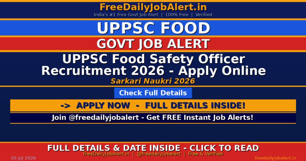 UPPSC Food Safety Officer Recruitment 2026 – Apply Online
