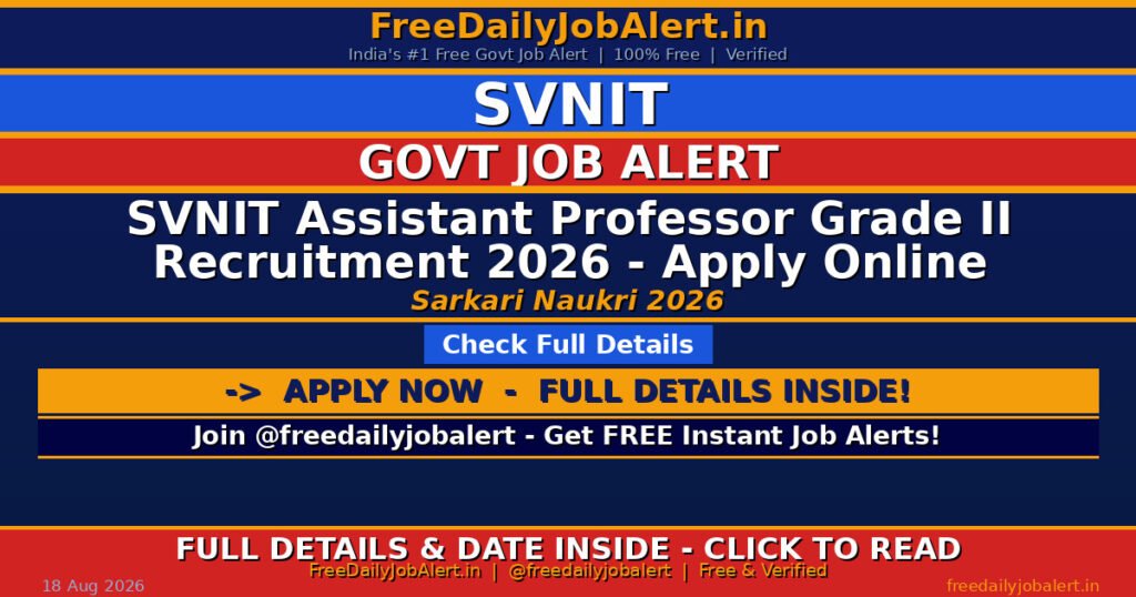 SVNIT Assistant Professor Grade II Recruitment 2026 – Apply Online