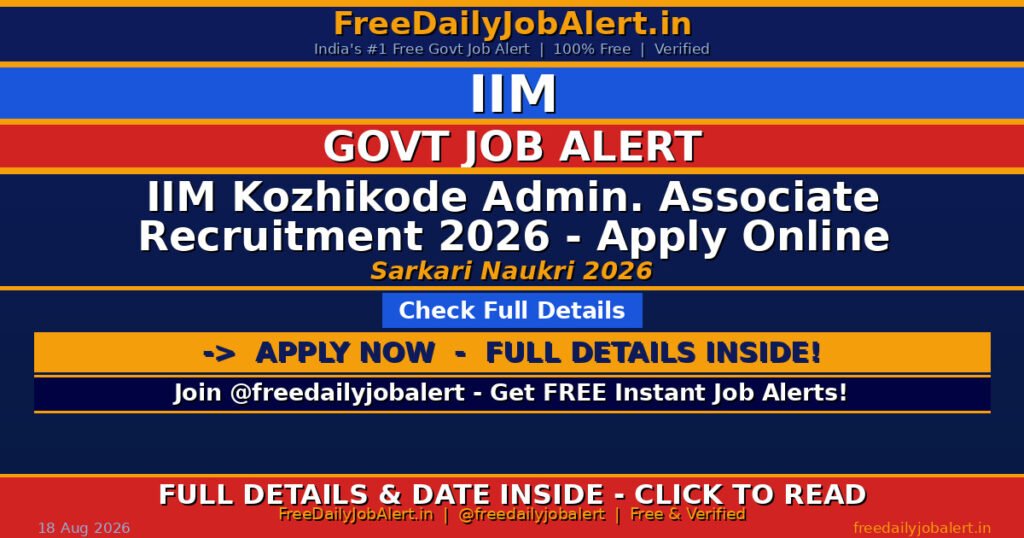 IIM Kozhikode Admin. Associate Recruitment 2026 – Apply Online