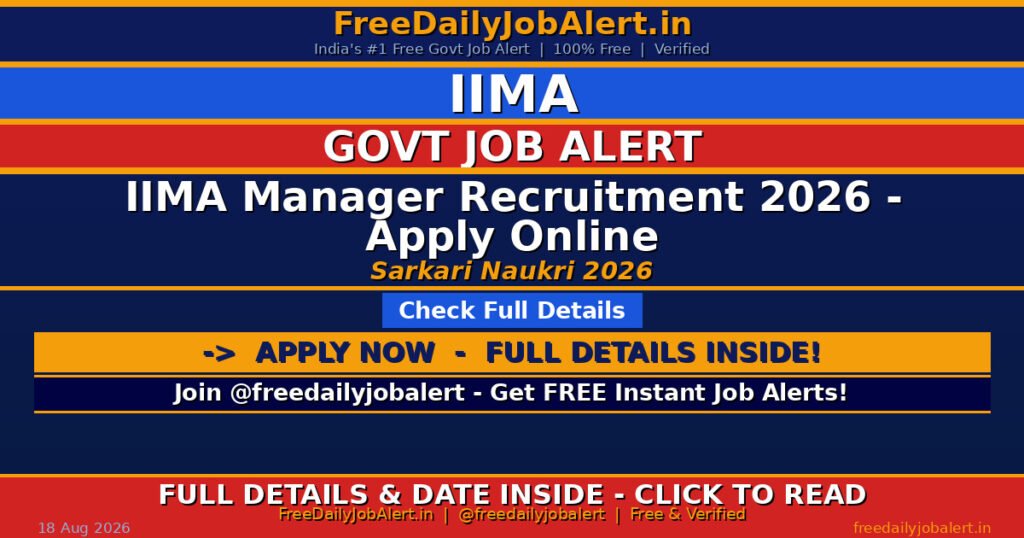 IIMA Manager Recruitment 2026 – Apply Online