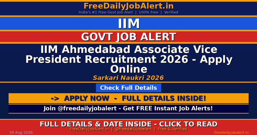IIM Ahmedabad Associate Vice President Recruitment 2026 – Apply Online