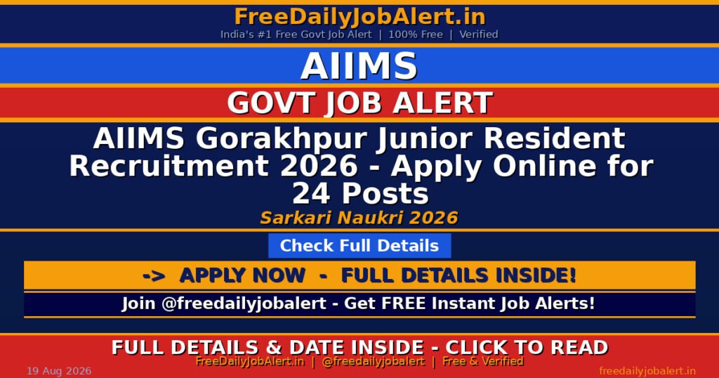 AIIMS Gorakhpur Junior Resident Recruitment 2026 – Apply Online for 24 Posts