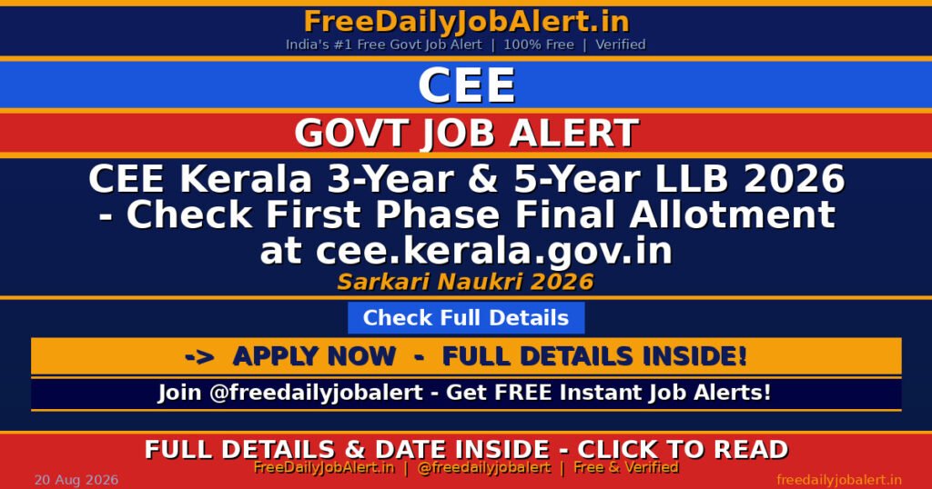 CEE Kerala 3-Year & 5-Year LLB 2026 – Check First Phase Final Allotment at cee.kerala.gov.in