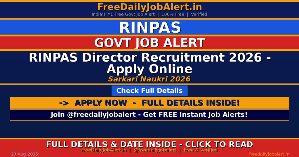 RINPAS Director Recruitment 2026 – Apply Online