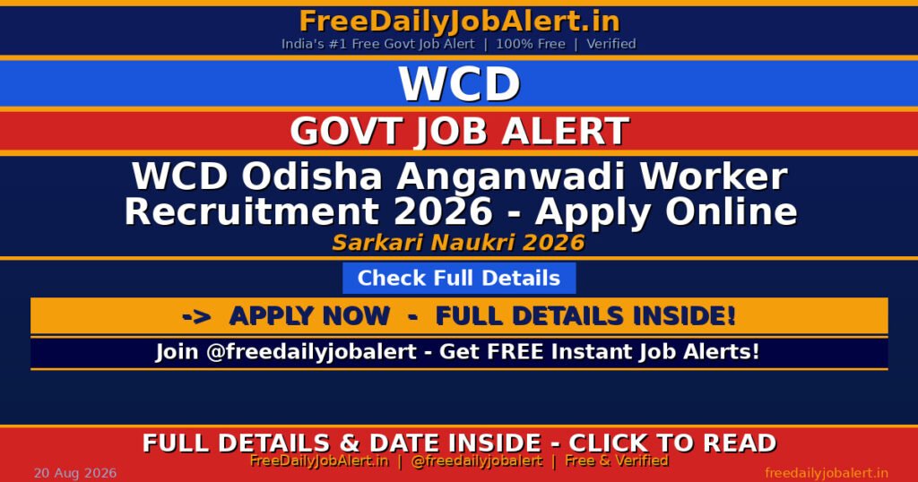 WCD Odisha Anganwadi Worker Recruitment 2026 – Apply Online
