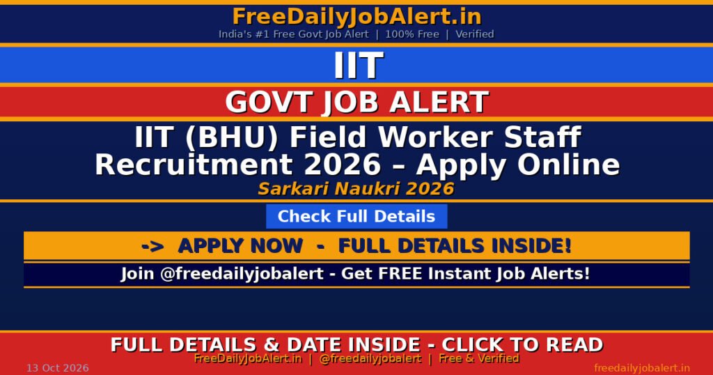 IIT (BHU) Field Worker Staff Recruitment 2026 – Apply Online