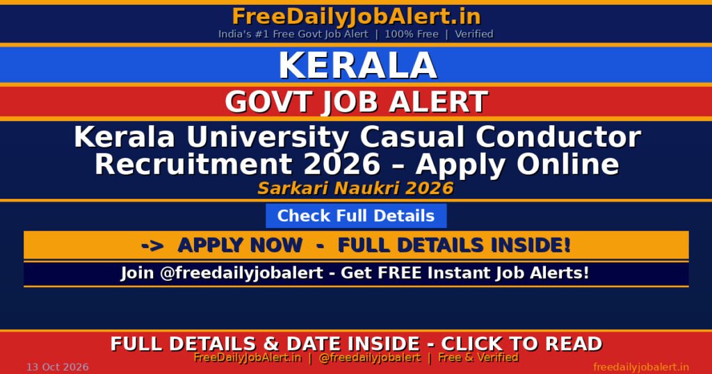 Kerala University Casual Conductor Recruitment 2026 – Apply Online